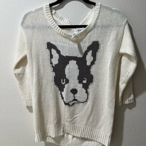 Boston Terrier Aeropostale Women's Cream Sweater with Dog Design, size M, EUC